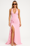 Halter Neck Maxi Dress with Side Slit