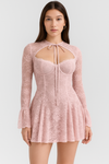 Flared Sleeve Mini Lace Dress
