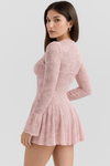 Flared Sleeve Mini Lace Dress