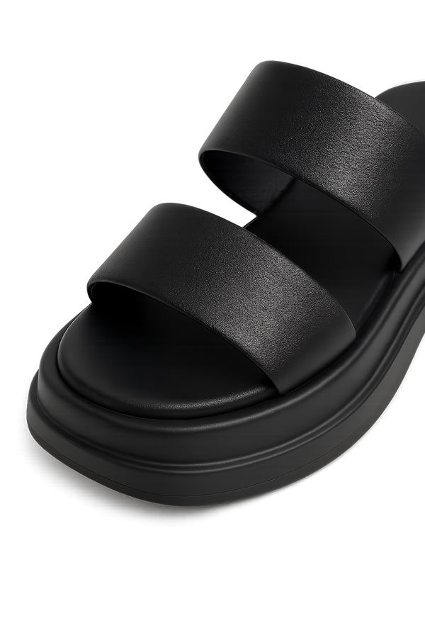 Calf Leather Sandals – Chunky High Heel