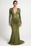 Ruched Long Sleeve Maxi Gown