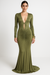 Ruched Long Sleeve Maxi Gown