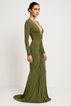 Ruched Long Sleeve Maxi Gown