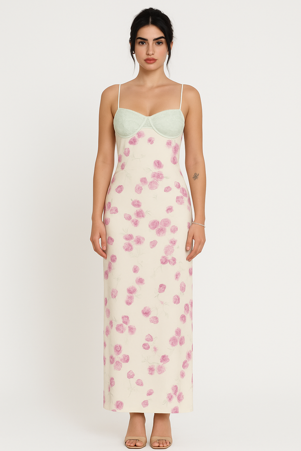 Lace Floral Maxi Dress – Spaghetti Strap