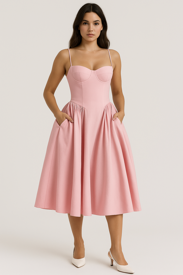 A-line Midi Dress – Pleated Hem