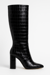 Croc-Embossed Knee-High Boots