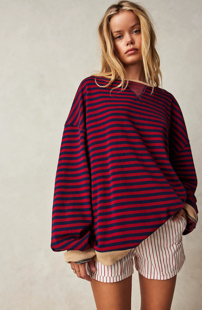 Fiona | Cozy Oversized Striped Pullover