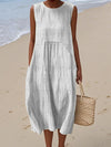 Elegant Sleeveless Cotton Pocket Dress