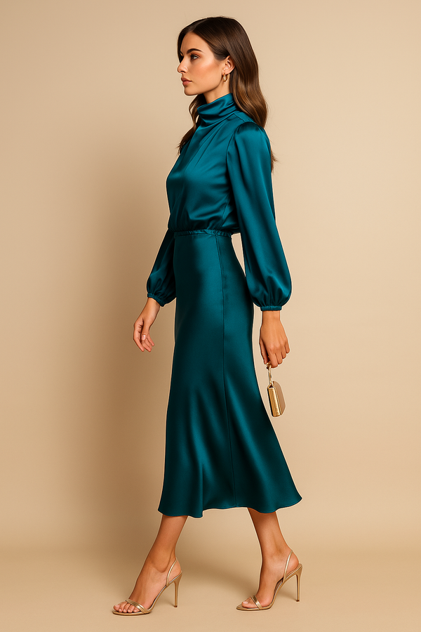 High Waist Midi Dress