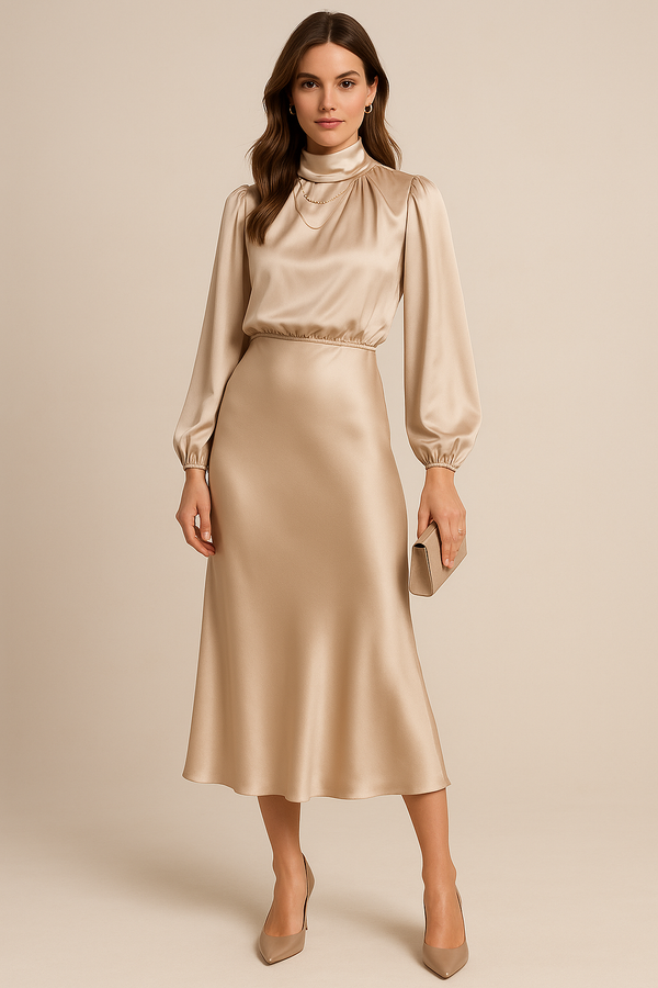 High Waist Midi Dress