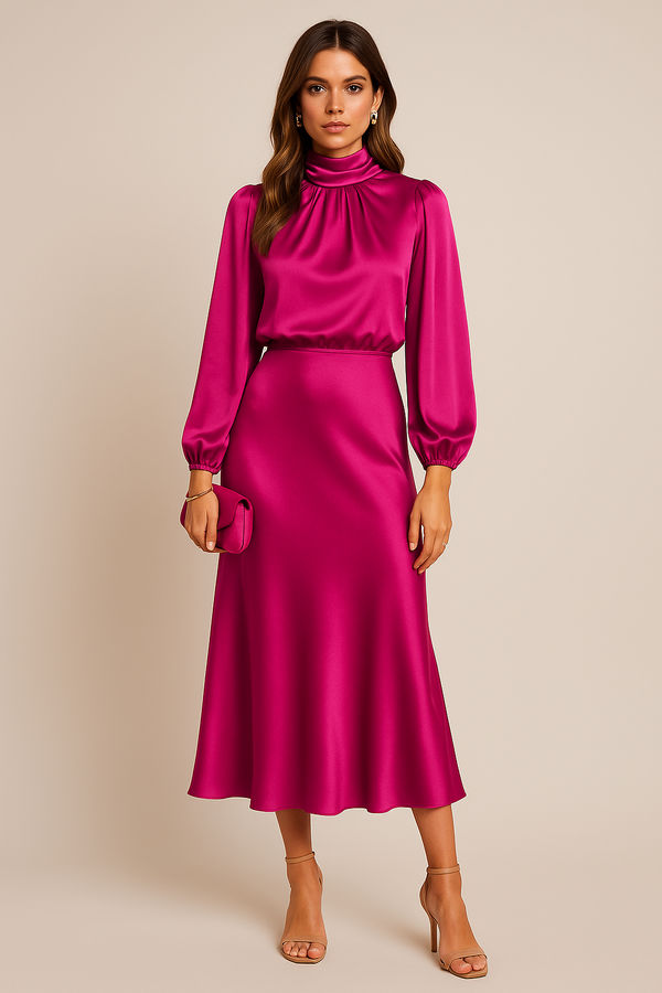 High Waist Midi Dress
