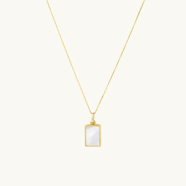 Rectangle Pearl Pendant Necklace