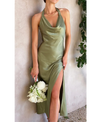 Noir Allure | Satin Halter Slip Dress