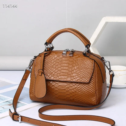 Emma™ | Elegant Crocodile-Pattern Leather Handbag