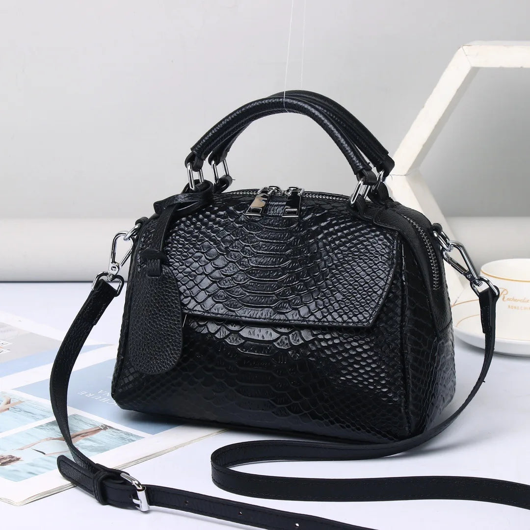 Emma™ | Elegant Crocodile-Pattern Leather Handbag