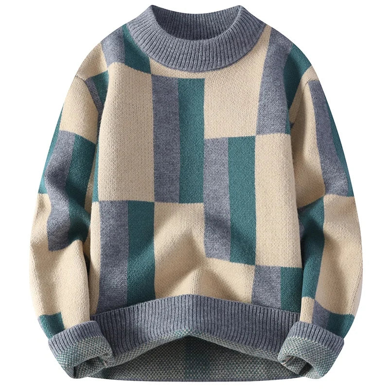 Edgar™ | Mock Neck Sweater with Checkered Pattern