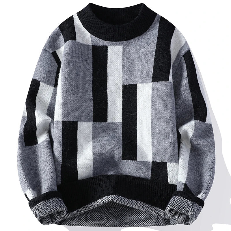 Edgar™ | Mock Neck Sweater with Checkered Pattern