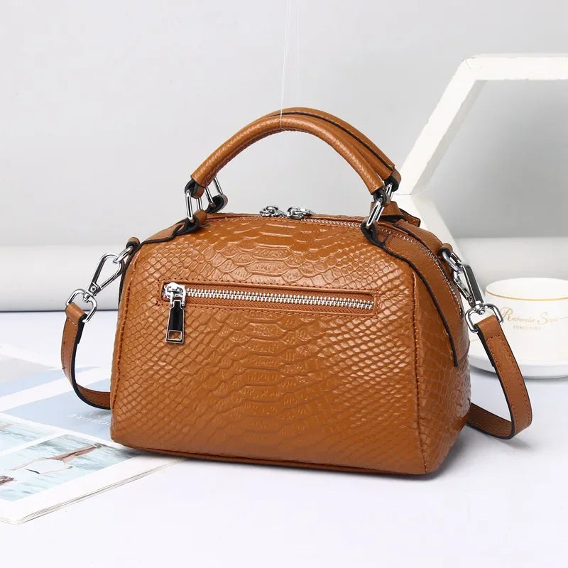 Emma™ | Elegant Crocodile-Pattern Leather Handbag