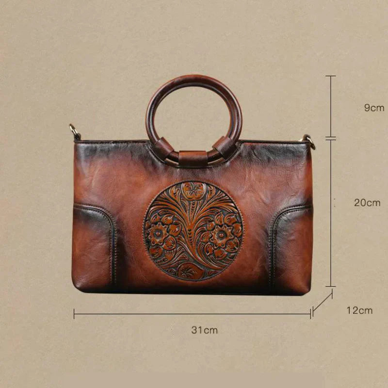 Hannah™ | Leather Handbag with Vintage Embossing