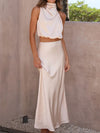 2 piece Skirt Set Satin Summer