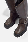 Retro Buckle Knee-High Boots