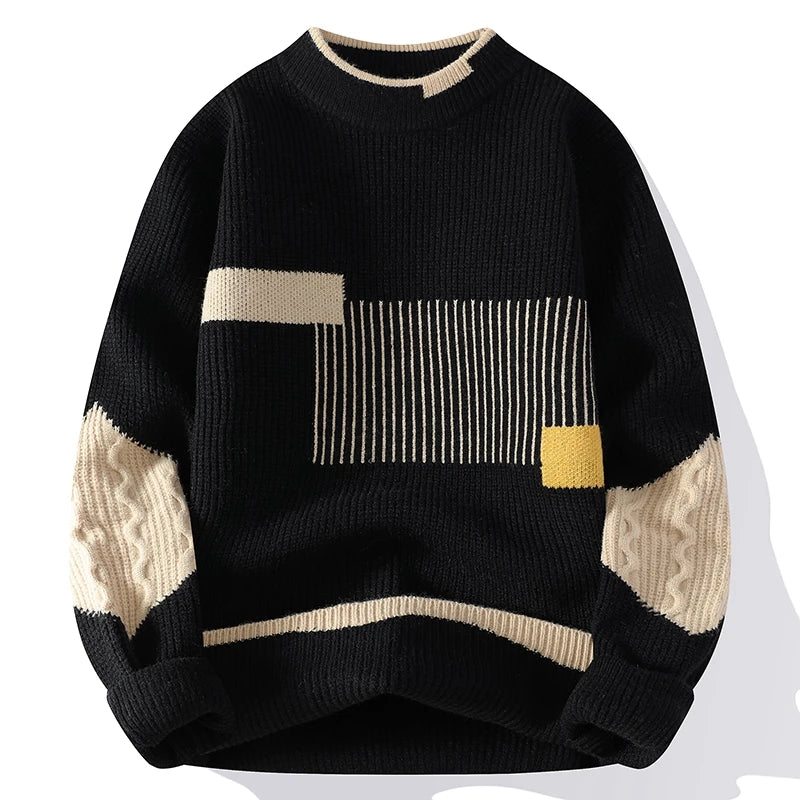 Clifford™ | Mock Neck Patchwork Sweater