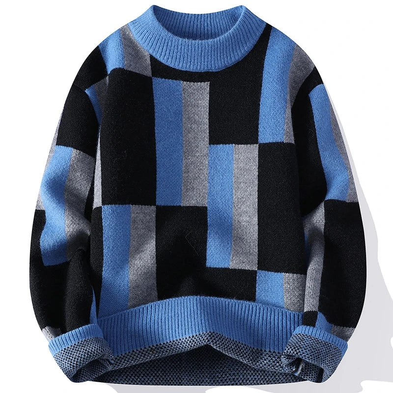 Edgar™ | Mock Neck Sweater with Checkered Pattern