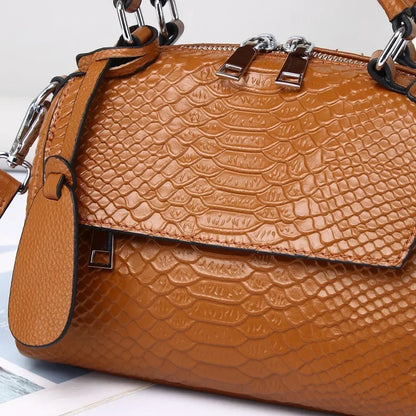 Emma™ | Elegant Crocodile-Pattern Leather Handbag