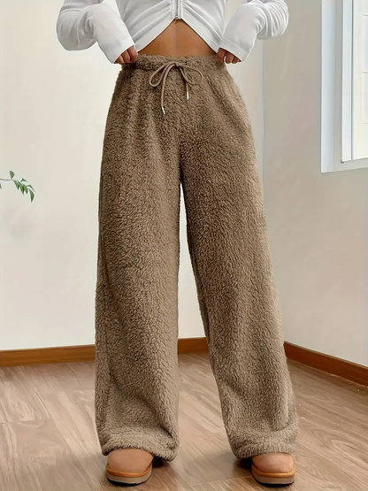 Gini | Cozy High-Waisted Teddy Trousers