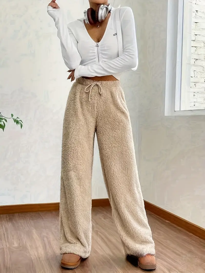 Gini | Cozy High-Waisted Teddy Trousers