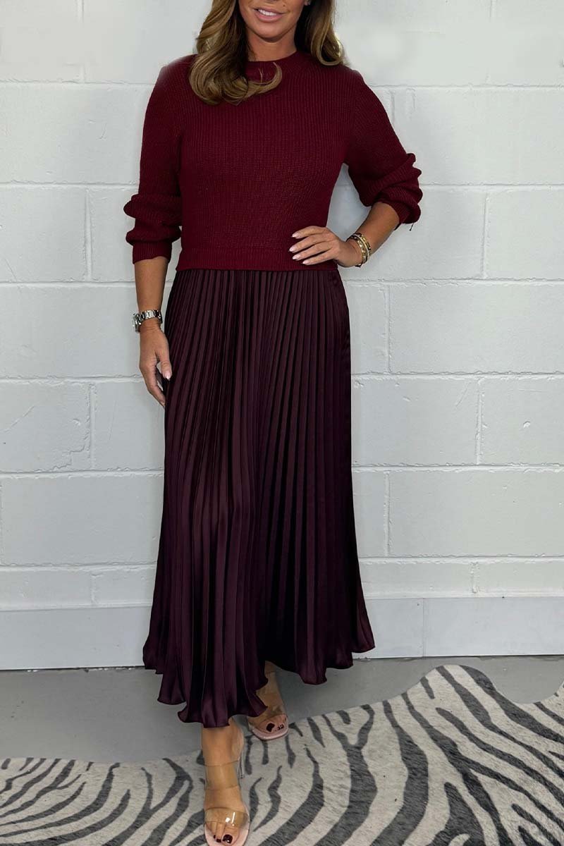 Eva | Long Pullover with Pleated Skirt